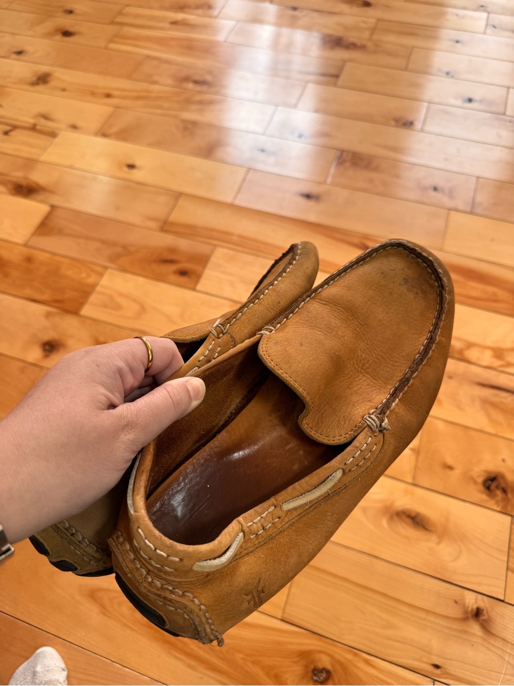 Frye Men's Slip-On Driving Loafers in Tan Leather